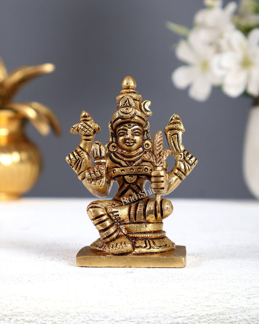 Brass Lalita Devi Rajarajeshwari Miniature Idol – Highly Detailed Tripura Sundari idol (2.8 Inches) - Budhshiv.com