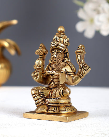 Brass Lalita Devi Rajarajeshwari Miniature Idol – Highly Detailed Tripura Sundari idol (2.8 Inches) - Budhshiv.com