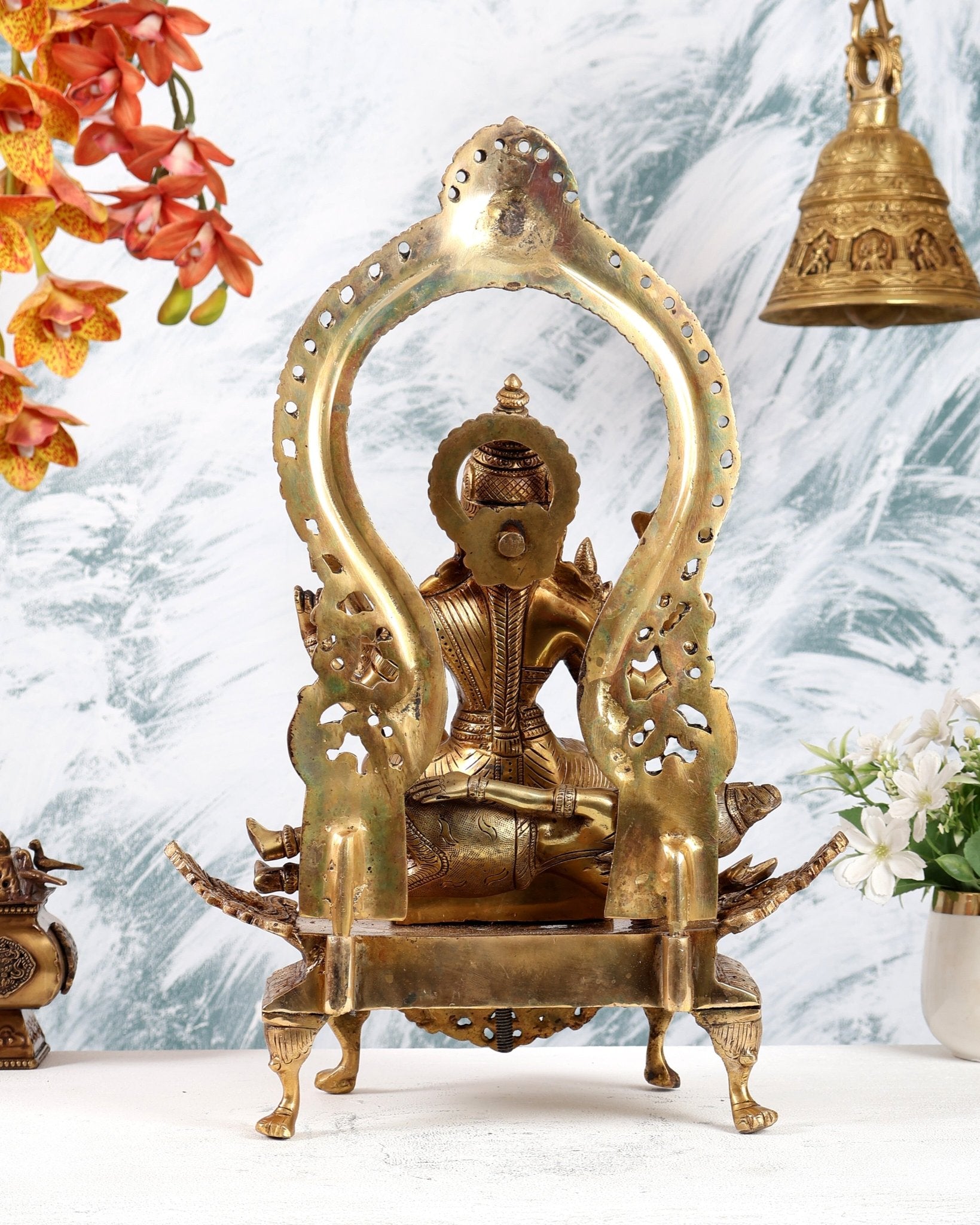 Brass Lalita Devi Seated on Shiva Idol – Raja Rajeshwari Divine Murti (16.5 Inches) - Budhshiv.com