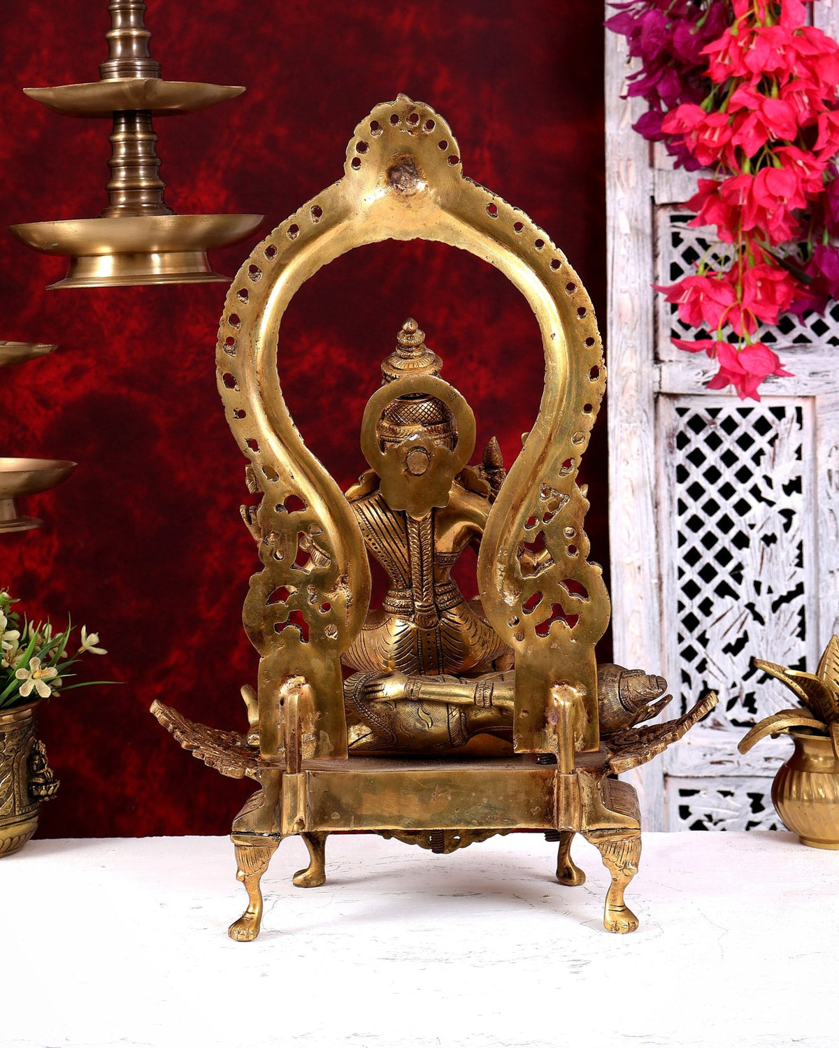 Brass Lalita Devi Seated on Shiva Idol – Raja Rajeshwari Divine Murti (16.5 Inches) - Budhshiv.com