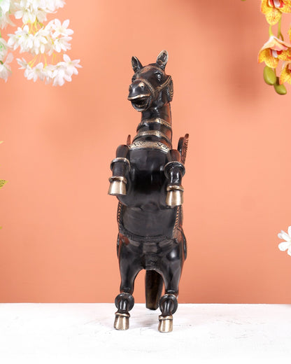 Brass large Black Flying Horse Pegasus Showpiece 12 inch large - Budhshiv.com