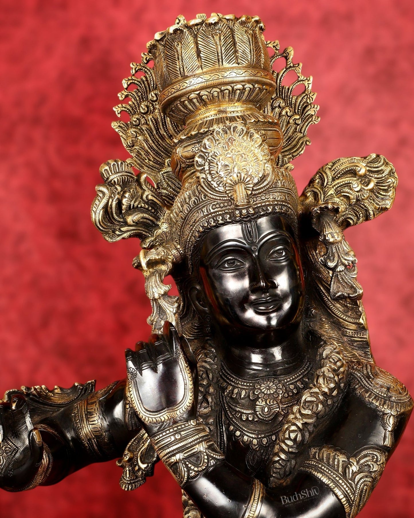 Brass Large black Krishna Statue - 46 inch - Budhshiv.com