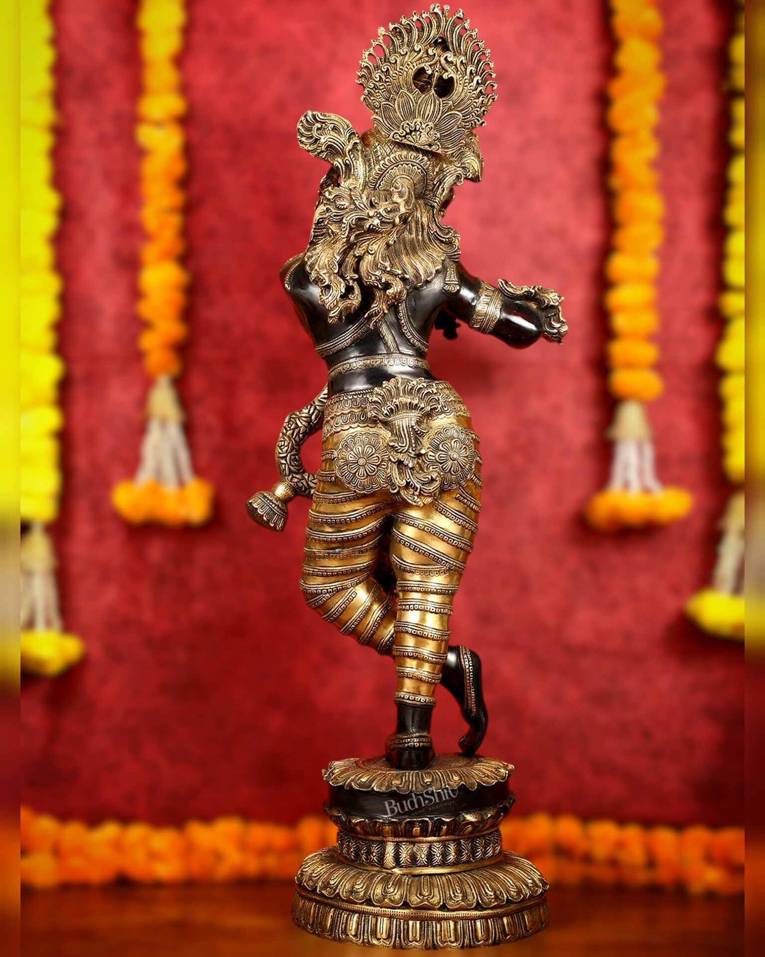 Brass Large black Krishna Statue - 46 inch - Budhshiv.com