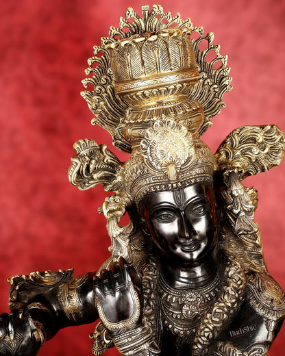 Brass Large black Krishna Statue - 46 inch - Budhshiv.com