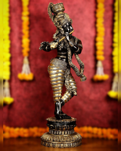 Brass Large black Krishna Statue - 46 inch - Budhshiv.com