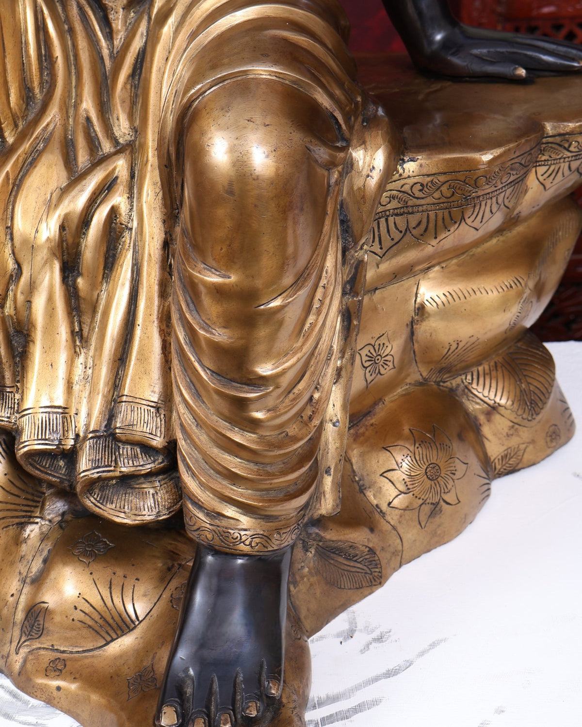 Brass large Buddha Sitting on rock Statue black edition - 30" - Budhshiv.com