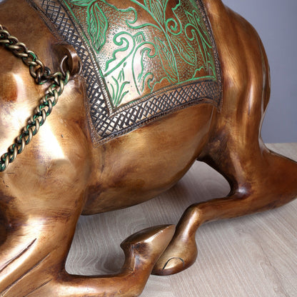 Brass Large Camel Sculpture – Vintage Tone | Majestic Vastu Approved Showpiece 28 inch - Budhshiv.com