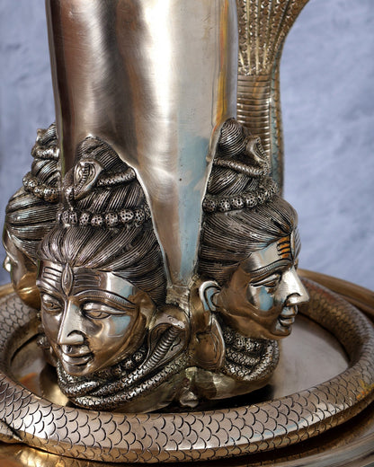 Brass Large Charmukhi Shiv Lingam – Maha Shiva Ling Original Powerful Form (25.5 Inches) - Budhshiv.com