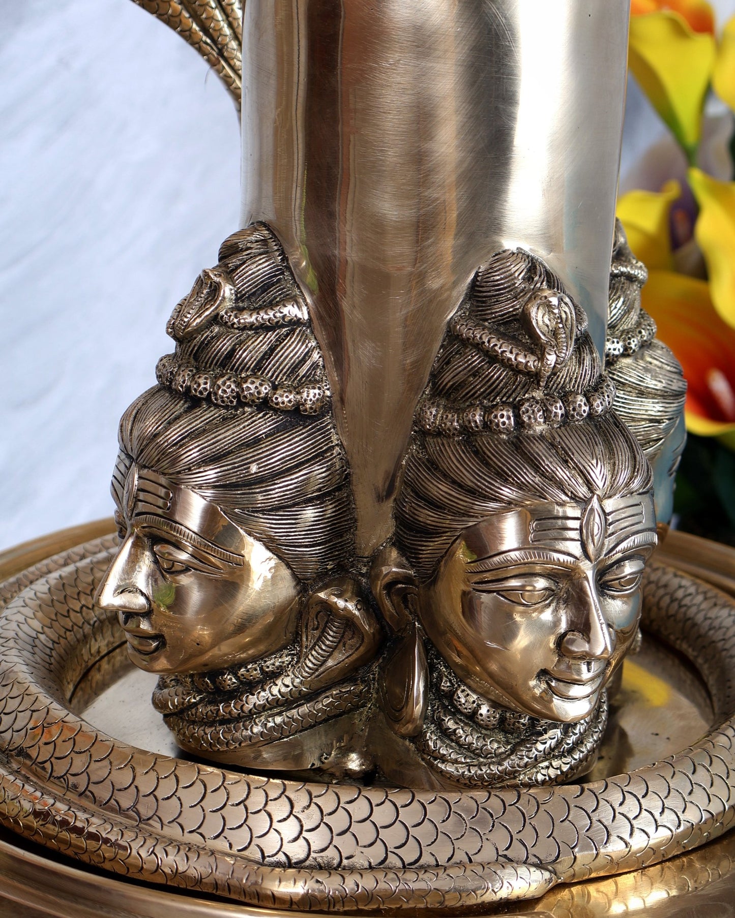 Brass Large Charmukhi Shiv Lingam – Maha Shiva Ling Original Powerful Form (25.5 Inches) - Budhshiv.com