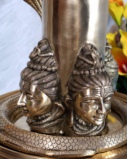 Brass Large Charmukhi Shiv Lingam – Maha Shiva Ling Original Powerful Form (25.5 Inches) - Budhshiv.com