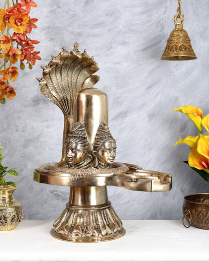 Brass Large Charmukhi Shiv Lingam – Maha Shiva Ling Original Powerful Form (25.5 Inches) - Budhshiv.com