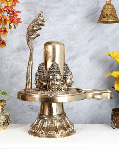 Brass Large Charmukhi Shiv Lingam – Maha Shiva Ling Original Powerful Form (25.5 Inches) - Budhshiv.com