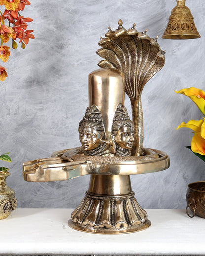 Brass Large Charmukhi Shiv Lingam – Maha Shiva Ling Original Powerful Form (25.5 Inches) - Budhshiv.com