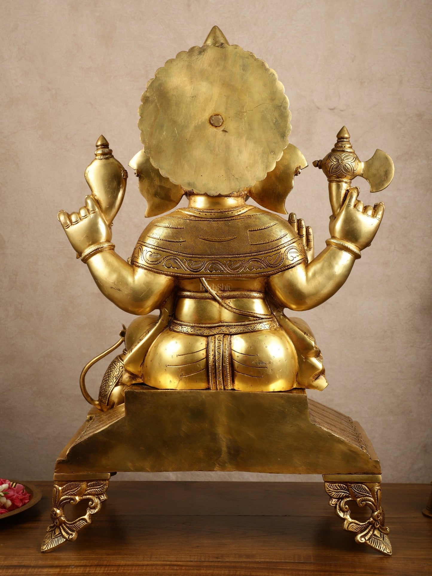 Brass Large Darshan Ganesha Sculpture | 27.5x17x13.5 Inches | 40.6 KG - Budhshiv.com