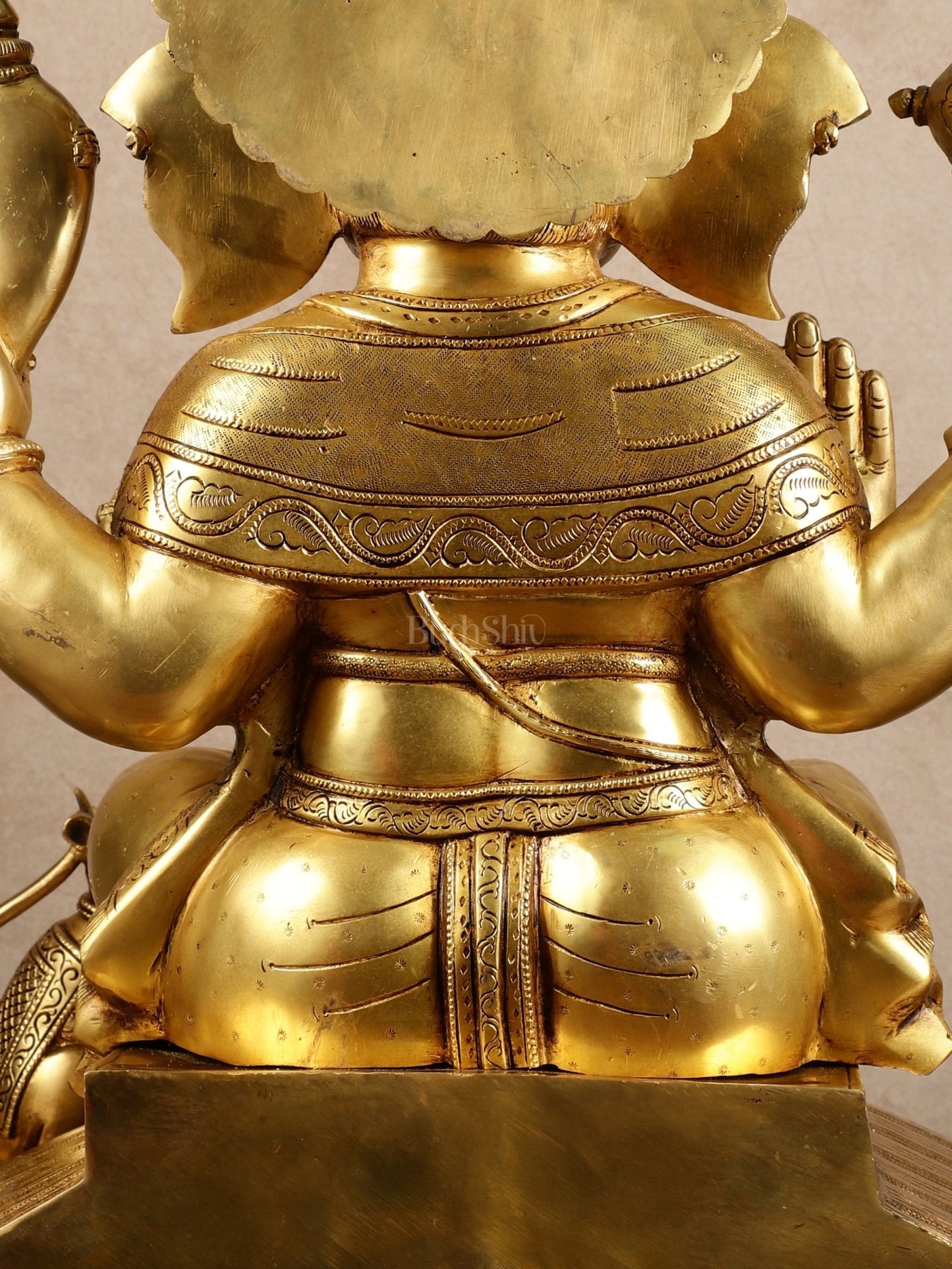 Brass Large Darshan Ganesha Sculpture | 27.5x17x13.5 Inches | 40.6 KG - Budhshiv.com