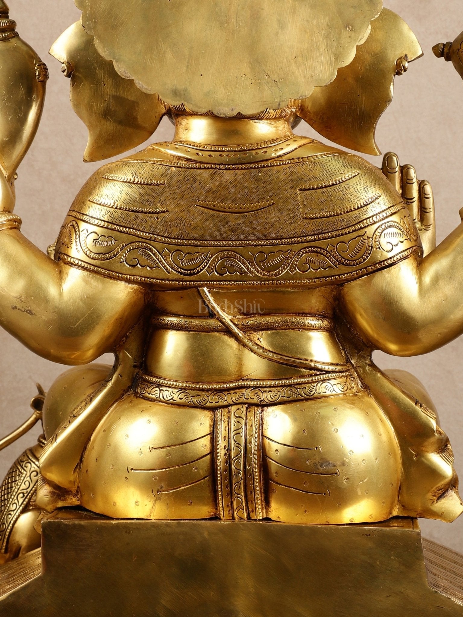 Brass Large Darshan Ganesha Sculpture | 27.5x17x13.5 Inches | 40.6 KG - Budhshiv.com