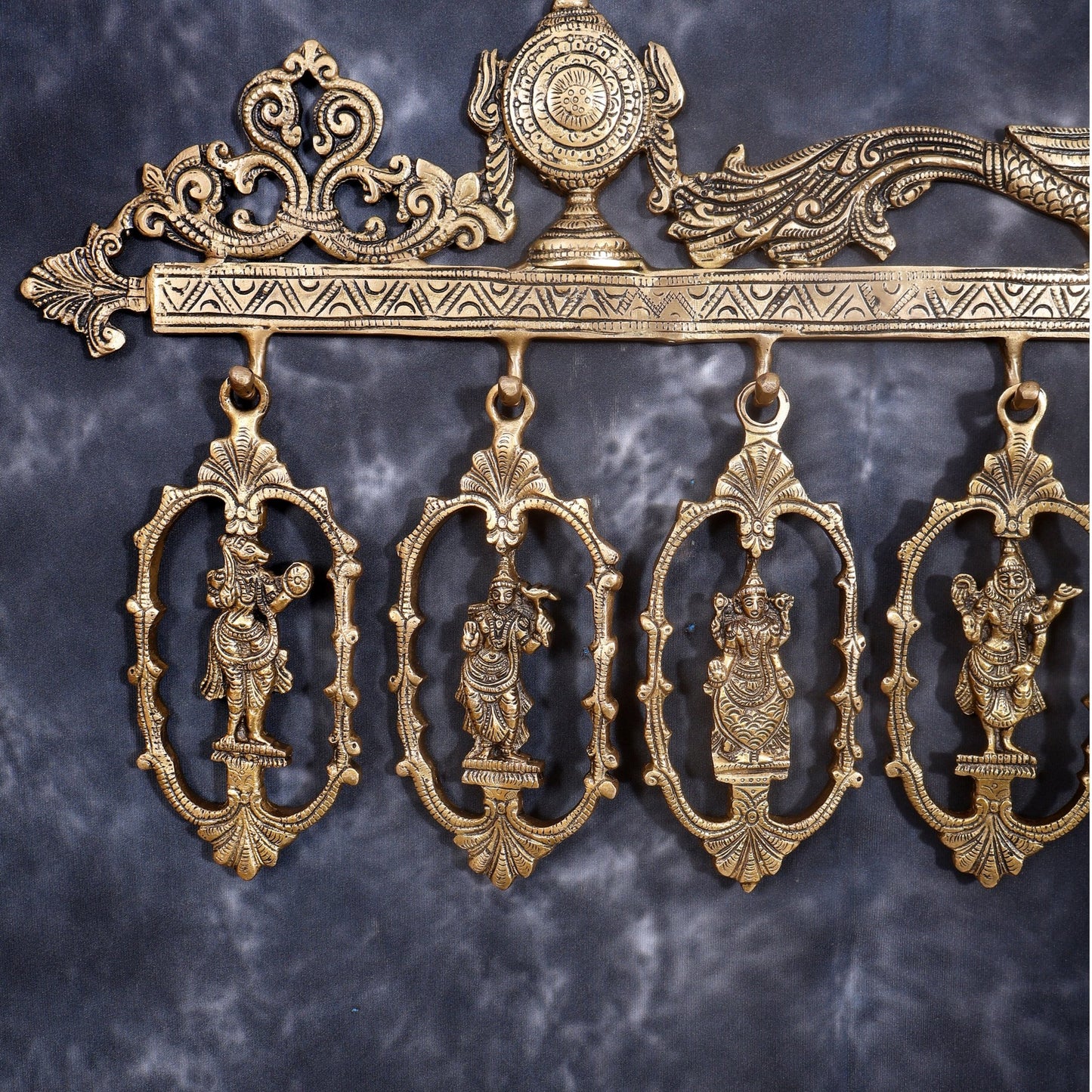 Brass Large Dashavatar Wall Hanging | Ten Avatars of Vishnu | Pure Brass Sacred Wall Décor 42.5 inch - Budhshiv.com