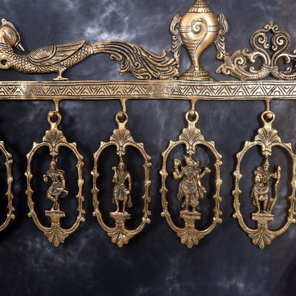 Brass Large Dashavatar Wall Hanging | Ten Avatars of Vishnu | Pure Brass Sacred Wall Décor 42.5 inch - Budhshiv.com