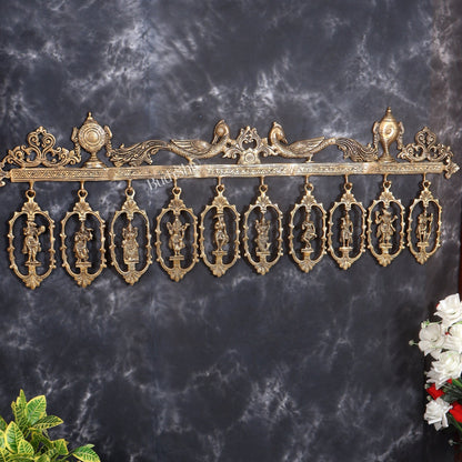 Brass Large Dashavatar Wall Hanging | Ten Avatars of Vishnu | Pure Brass Sacred Wall Décor 42.5 inch - Budhshiv.com