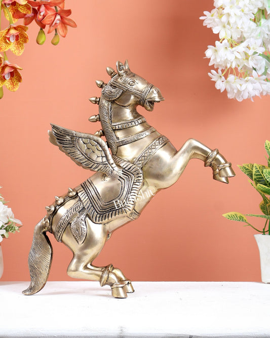 Brass large Flying Horse Pegasus Showpiece 12 inch large - Budhshiv.com