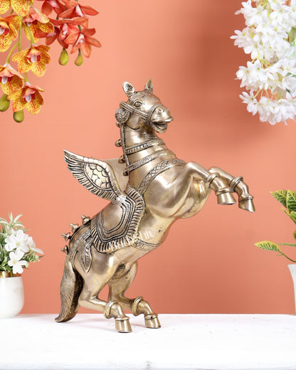 Brass large Flying Horse Pegasus Showpiece 12 inch large - Budhshiv.com