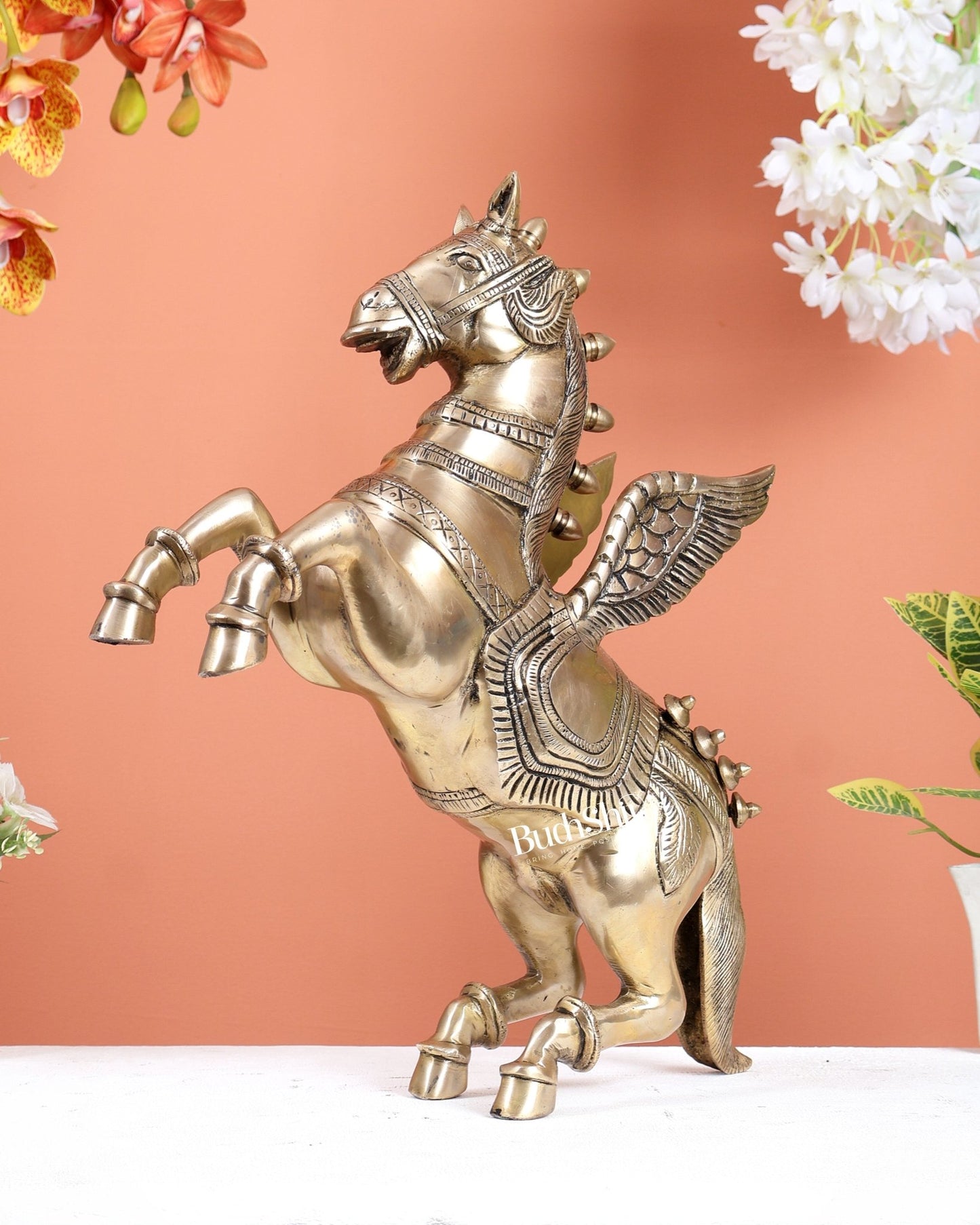 Brass large Flying Horse Pegasus Showpiece 12 inch large - Budhshiv.com