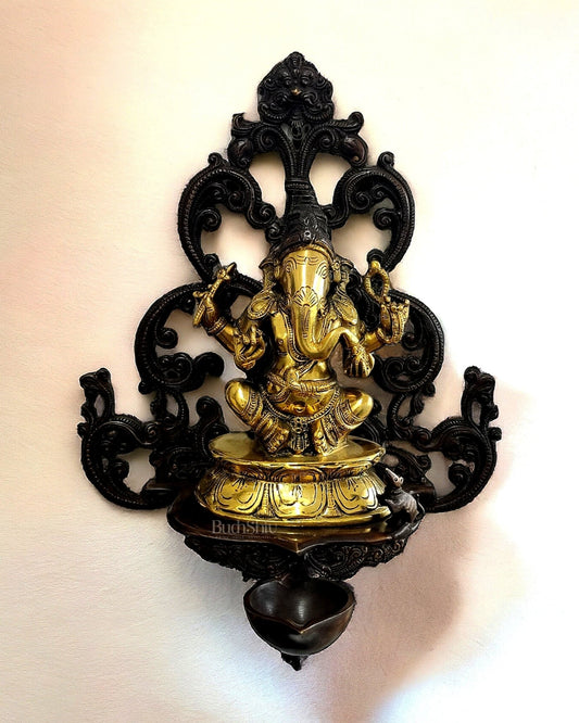 Brass Large Ganesha diya For wall - Budhshiv.com