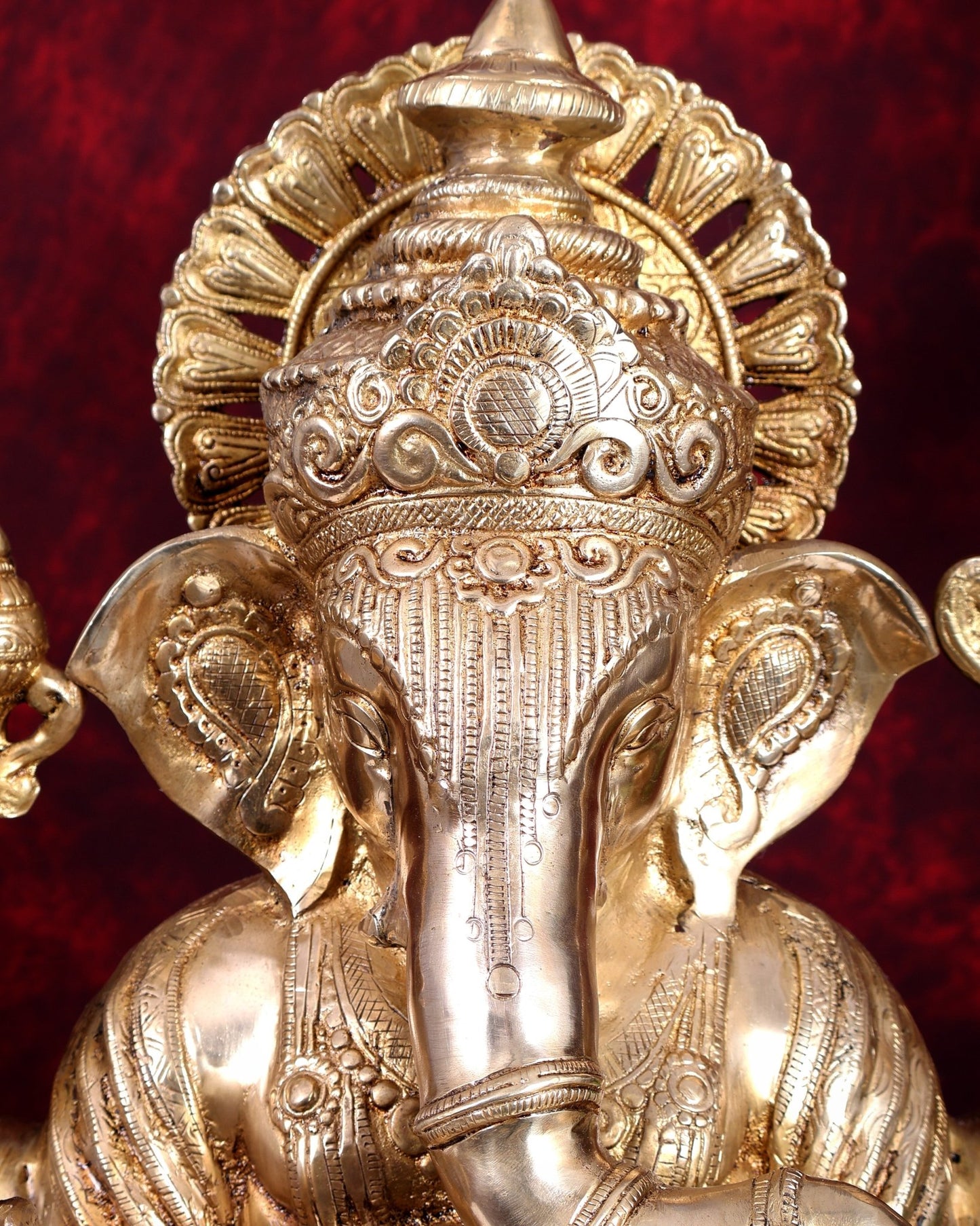 Brass Large Ganesha on Lotus - 22 inch - Budhshiv.com
