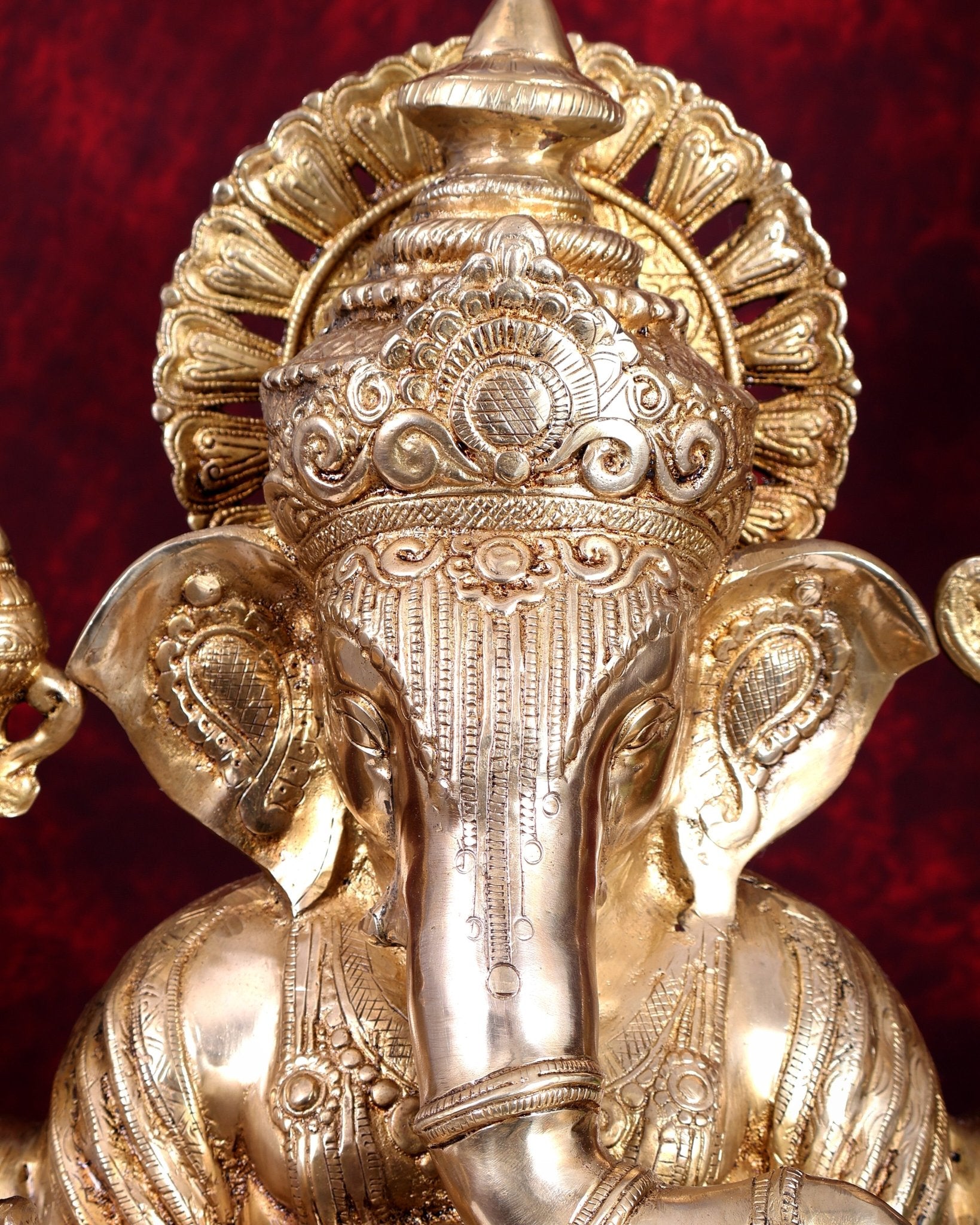 Brass Large Ganesha on Lotus - 22 inch - Budhshiv.com