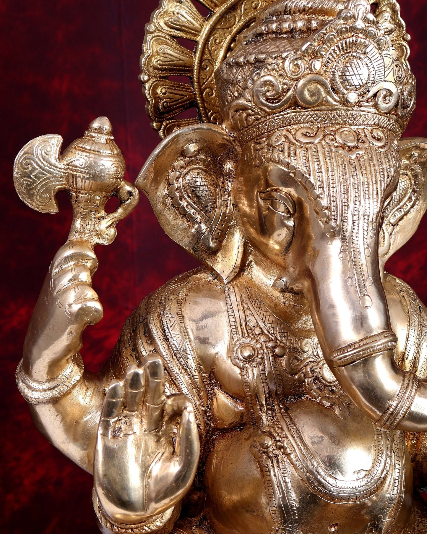 Brass Large Ganesha on Lotus - 22 inch - Budhshiv.com