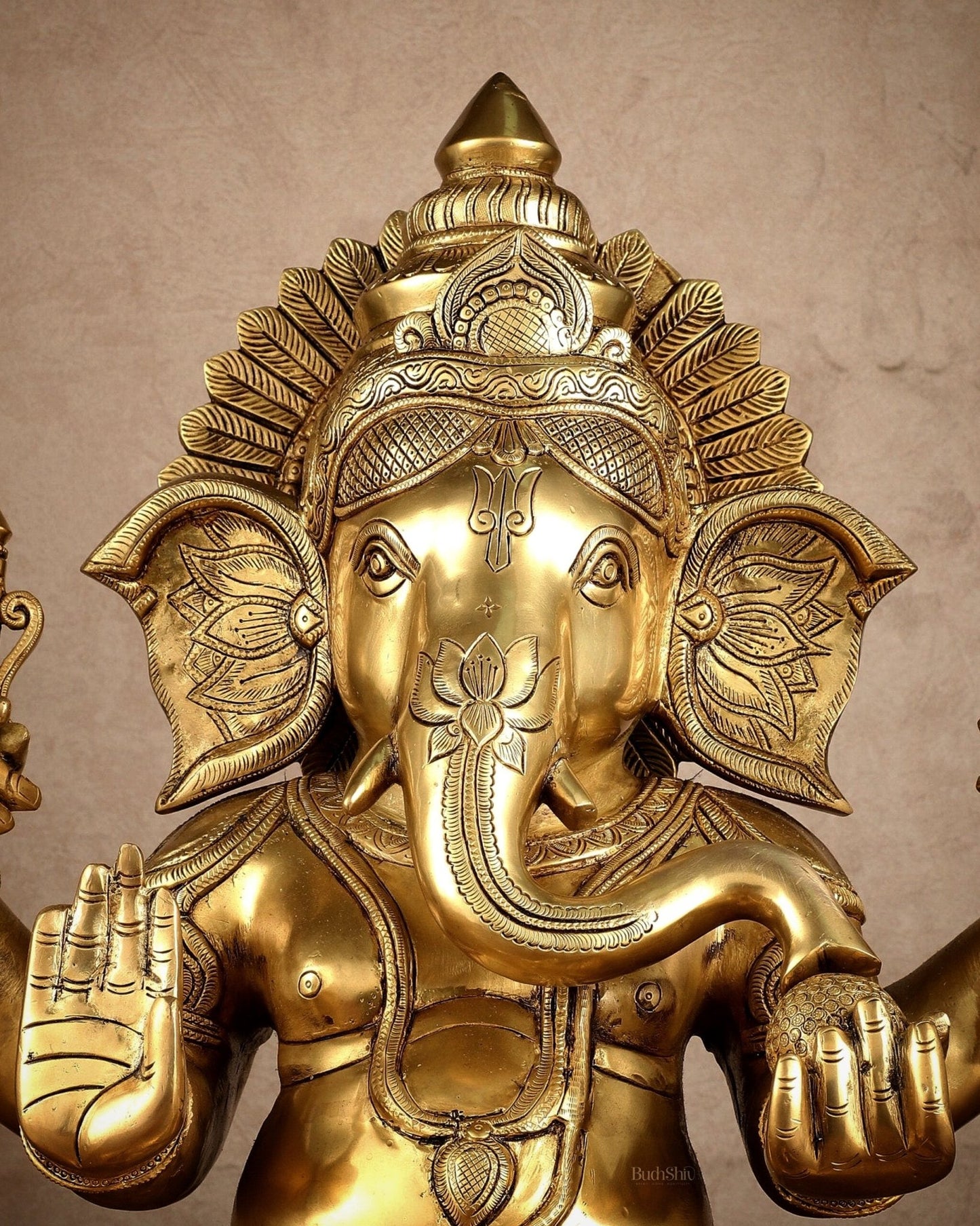 Brass Large Ganesha Statue | 20x16.5x11 Inches | 31.25 KG - Budhshiv.com