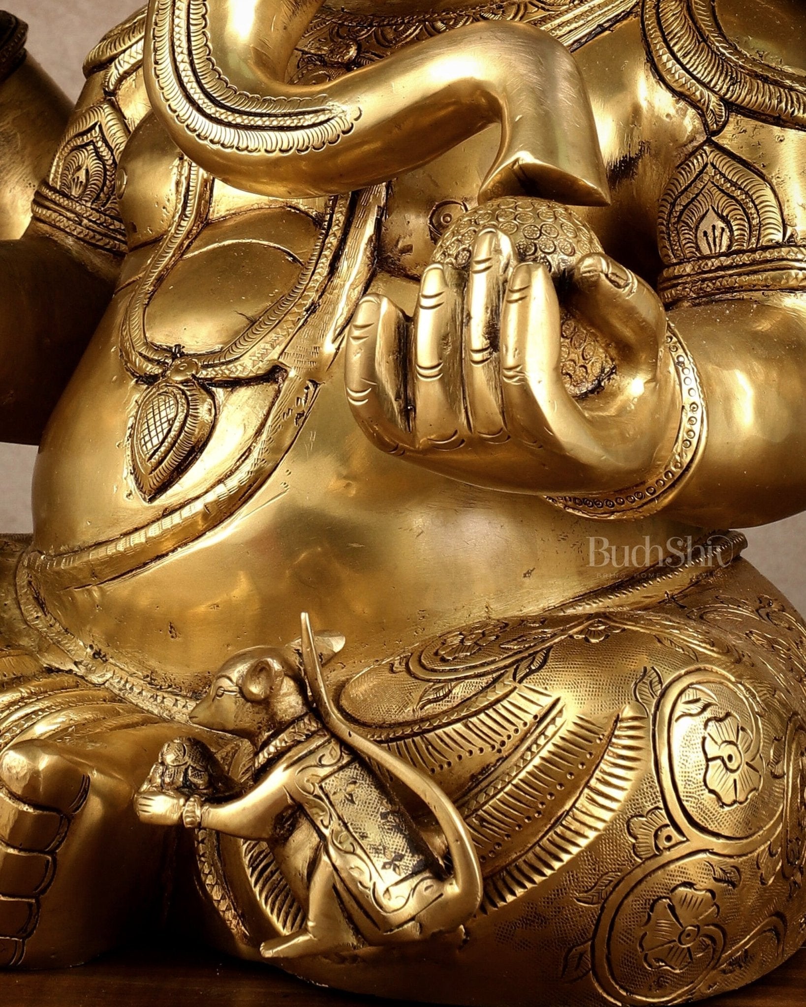 Brass Large Ganesha Statue | 20x16.5x11 Inches | 31.25 KG - Budhshiv.com