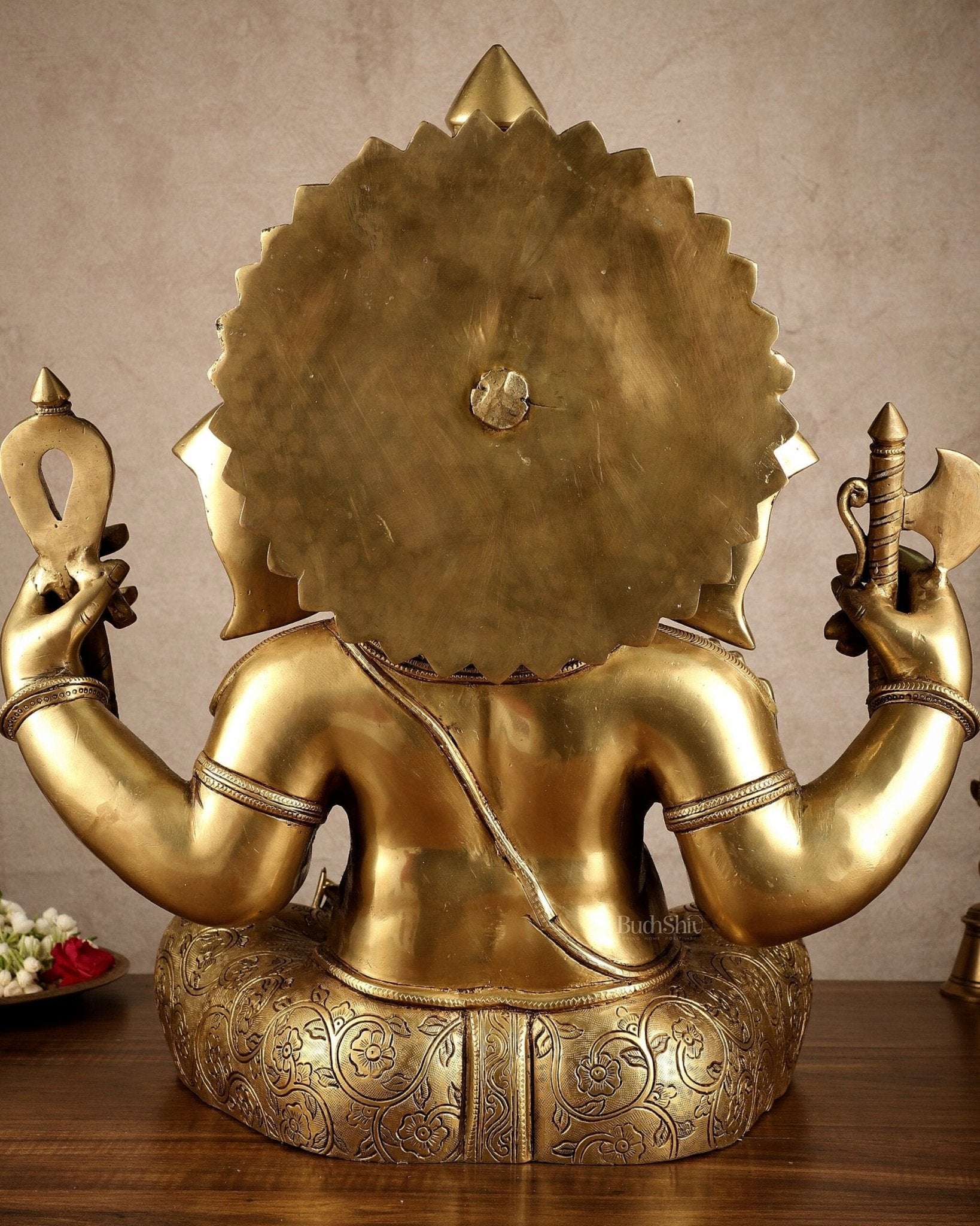 Brass Large Ganesha Statue | 20x16.5x11 Inches | 31.25 KG - Budhshiv.com