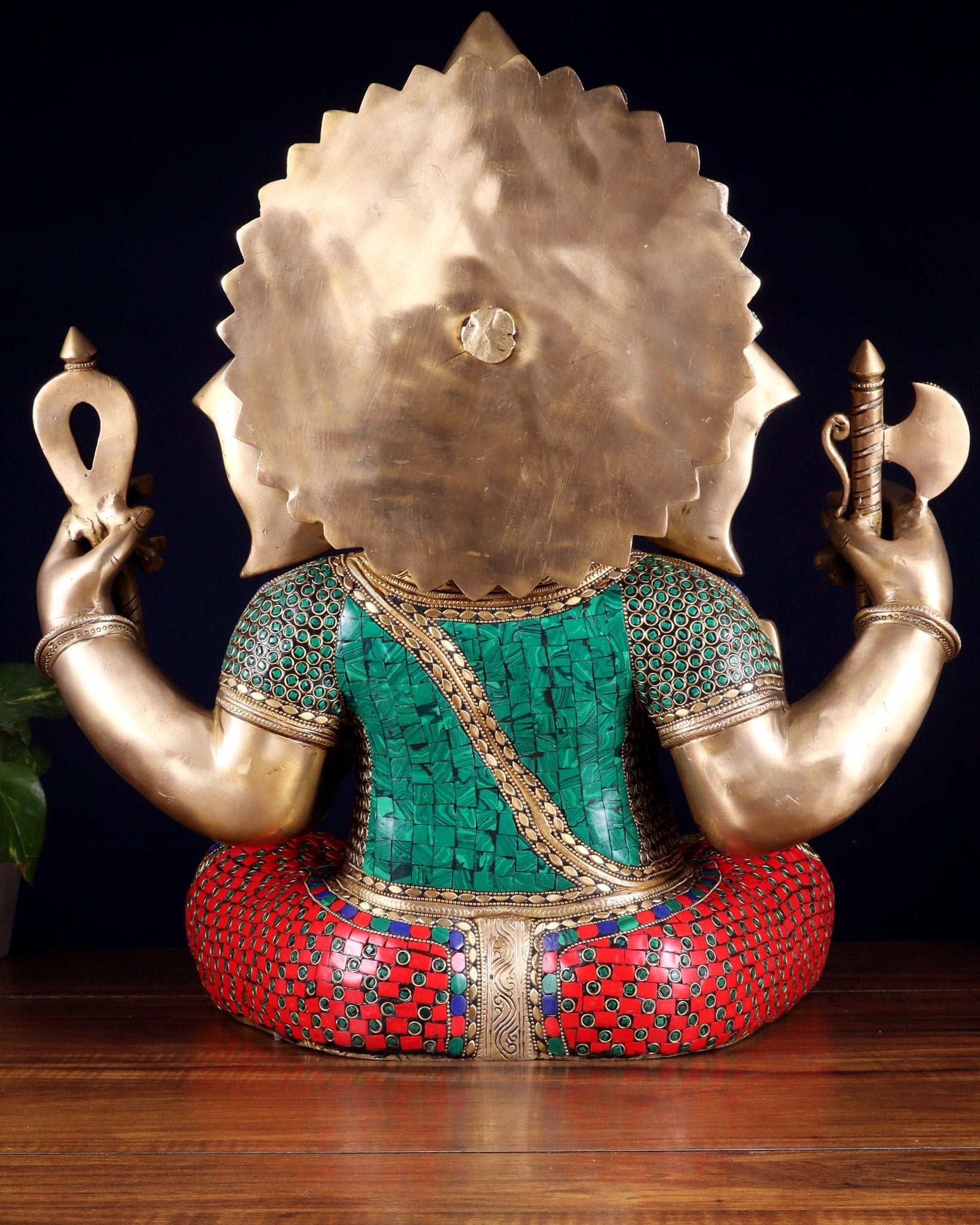 Brass large Ganesha Statue multicolour | 20x16.5x11 Inches | 33 KG - Budhshiv.com
