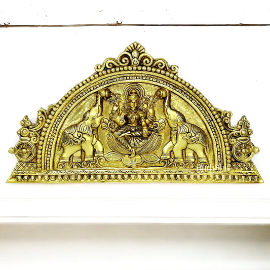 Brass Large Goddess Gajalakshmi Wall Hanging - 21 Inches Wide - Budhshiv.com