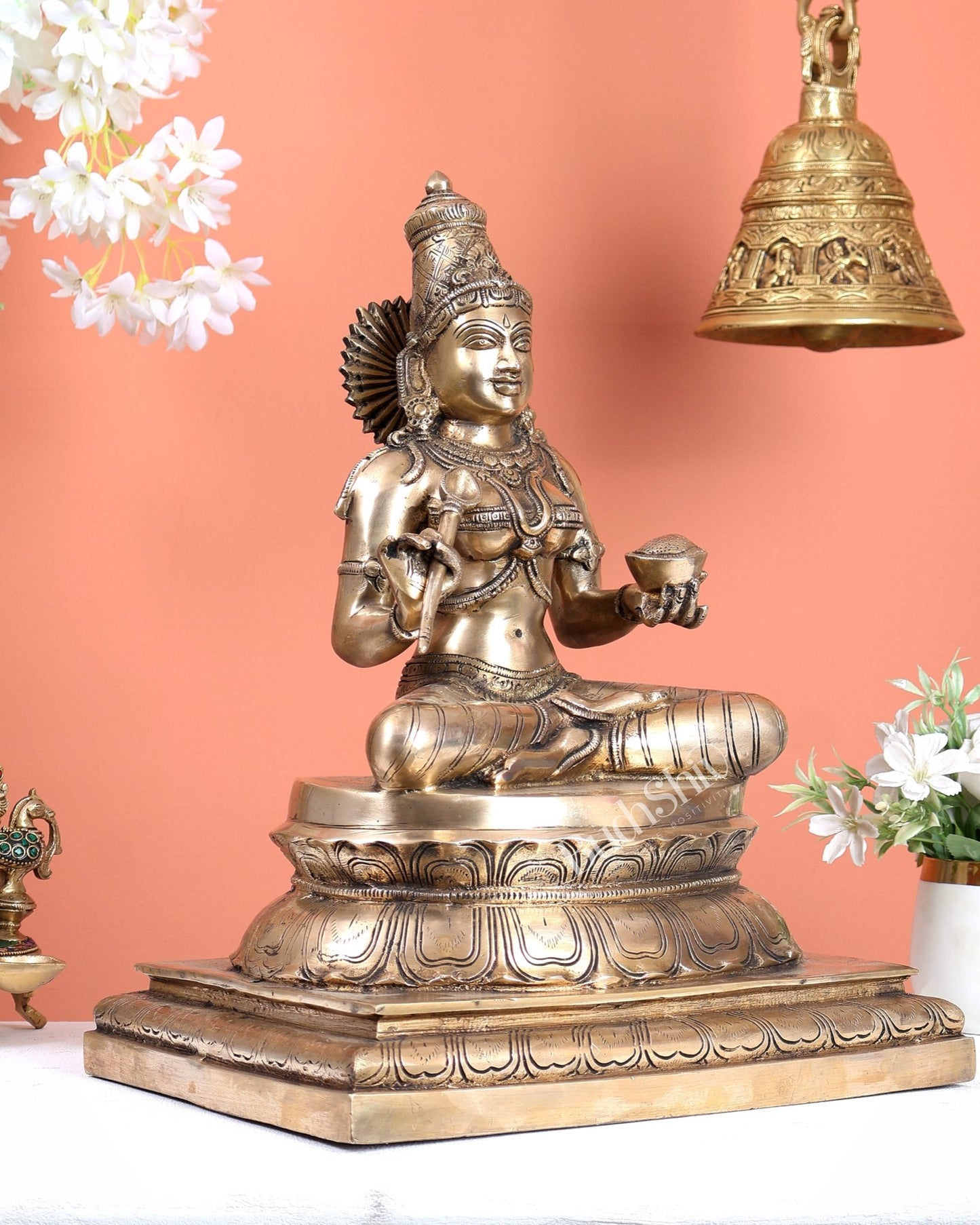 Brass Large Goddess Kashi Annapurna Idol – Matte Finish Divine Statue (16.2 Inches) - Budhshiv.com