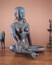 Brass Large Green Tara Idol – Tibetan Style, 19 Inch - Budhshiv.com