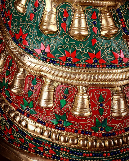 Brass Large Horse Head Showpiece with Natural Stones – 21.5” - Budhshiv.com