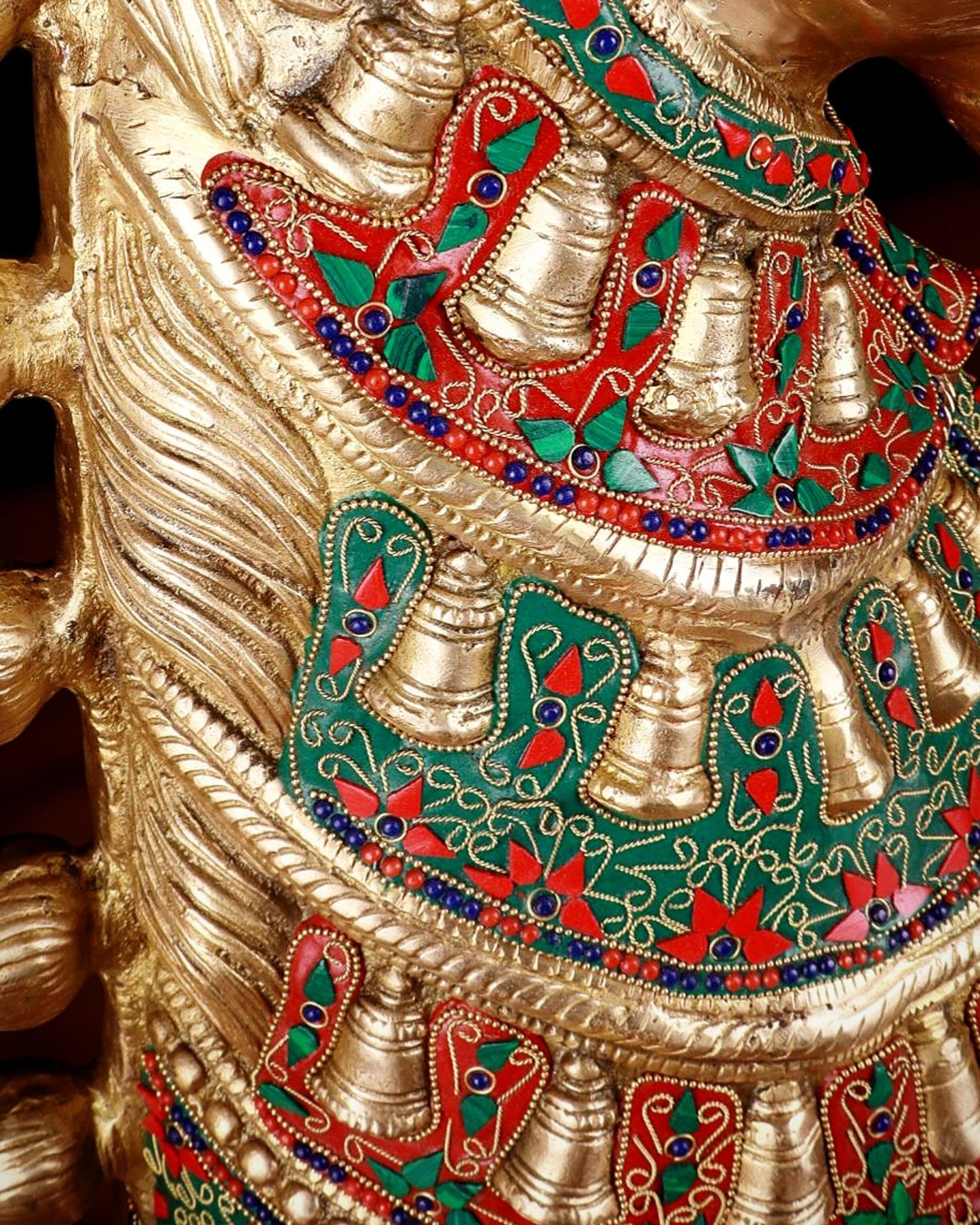 Brass Large Horse Head Showpiece with Natural Stones – 21.5” - Budhshiv.com