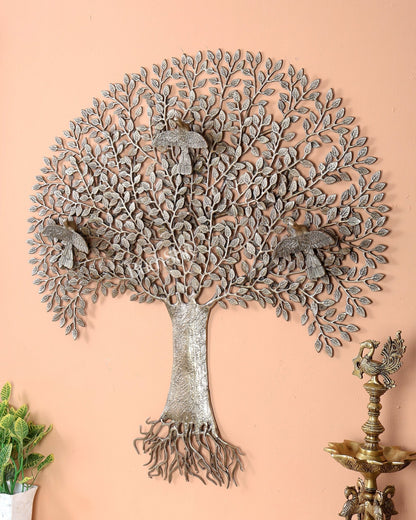 Brass Large Kalpavriksha Tree with Roots Wall Hanging – Handcrafted Tree of Life Wall Décor 34 inch - Budhshiv.com