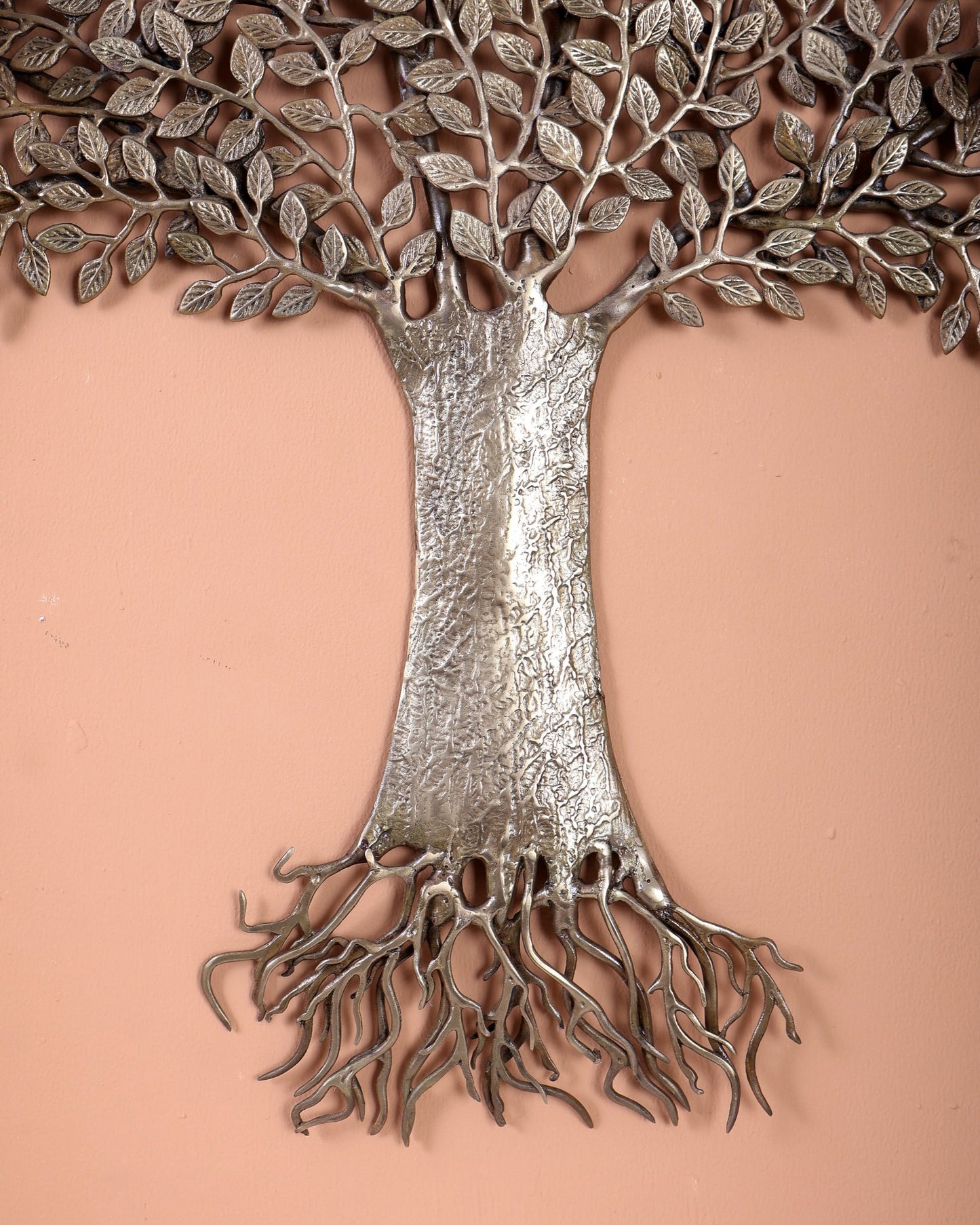 Brass Large Kalpavriksha Tree with Roots Wall Hanging – Handcrafted Tree of Life Wall Décor 34 inch - Budhshiv.com