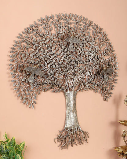 Brass Large Kalpavriksha Tree with Roots Wall Hanging – Handcrafted Tree of Life Wall Décor 34 inch - Budhshiv.com