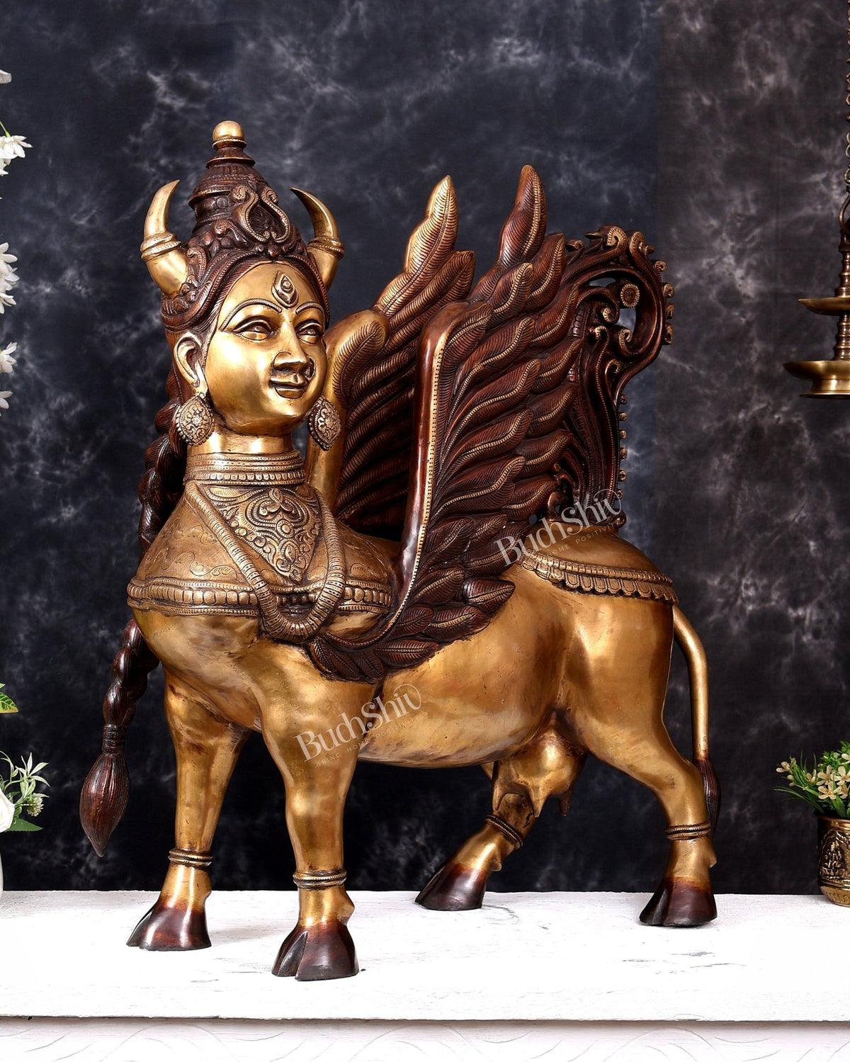 Brass Large Kamadhenu Cow — Goddess Form 30 inch, 56 kg - Budhshiv.com
