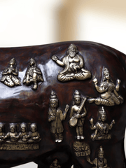 Brass Large Kamadhenu Cow with Calf – 53" - Budhshiv.com
