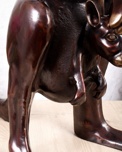 Brass Large Kangaroo with Baby Joey Sculpture – Handcrafted Wildlife Masterpiece (34 Inches) - Budhshiv.com