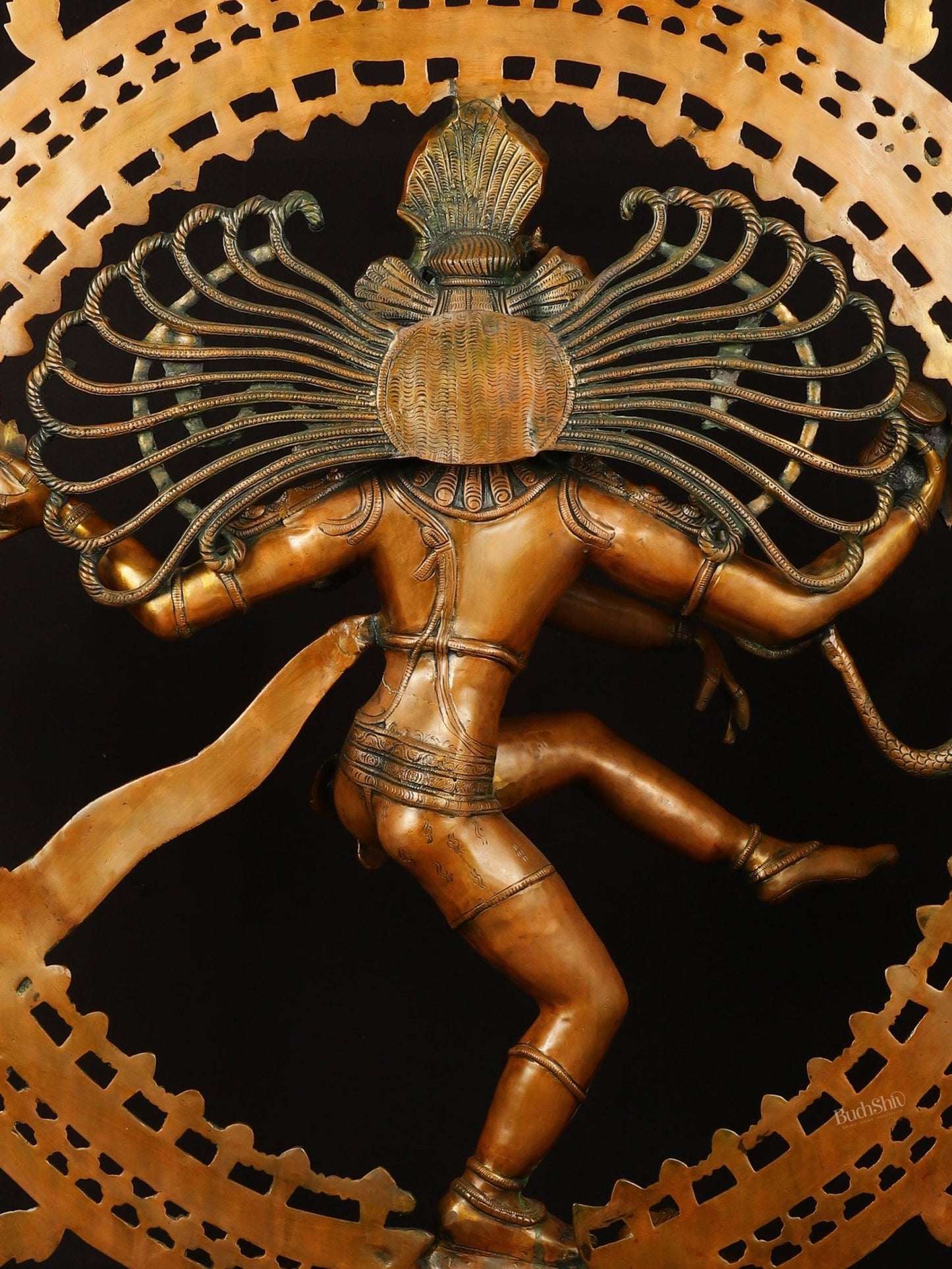 Brass Large Lord Shiva as Nataraja - 46.5 Inch, Antique Bronze Finish - Budhshiv.com