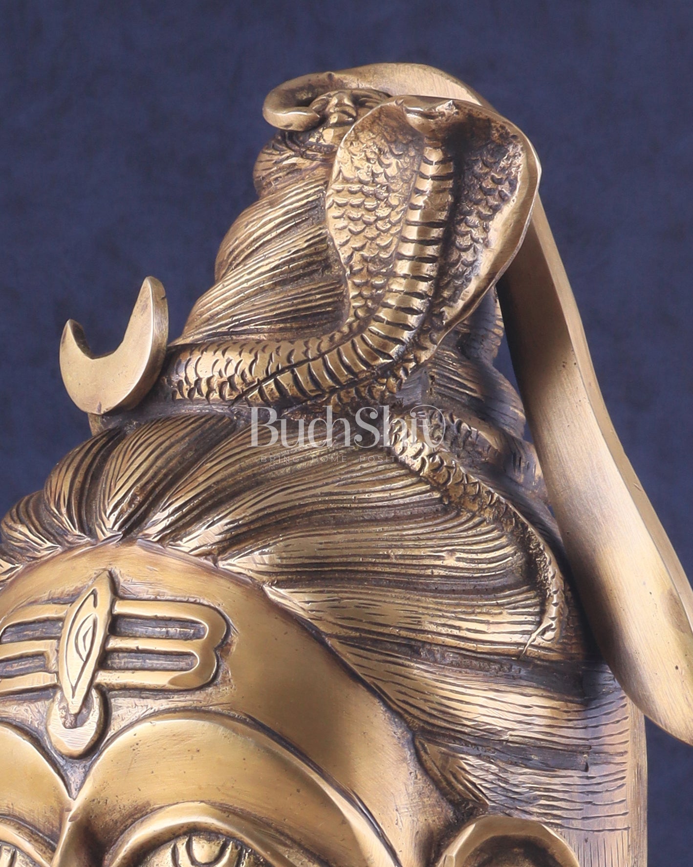 Brass Large Lord Shiva Face Mahakaal Mukhalingam Statue 12" - Budhshiv.com