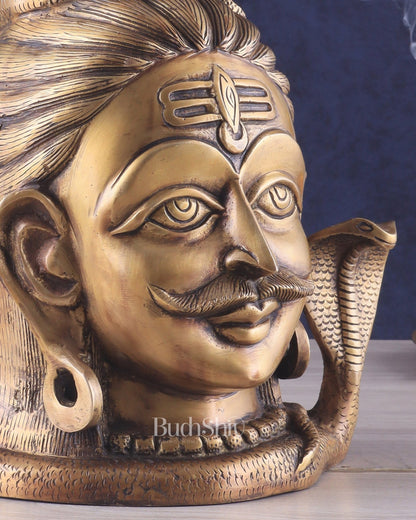 Brass Large Lord Shiva Face Mahakaal Mukhalingam Statue 12" - Budhshiv.com