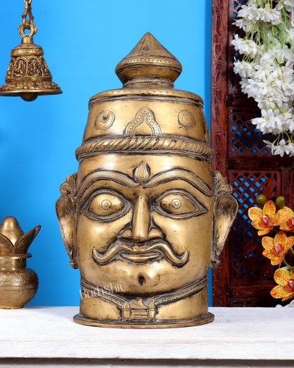 Brass Large Mahakaal Face Statue 20 inch rustic patina - Budhshiv.com