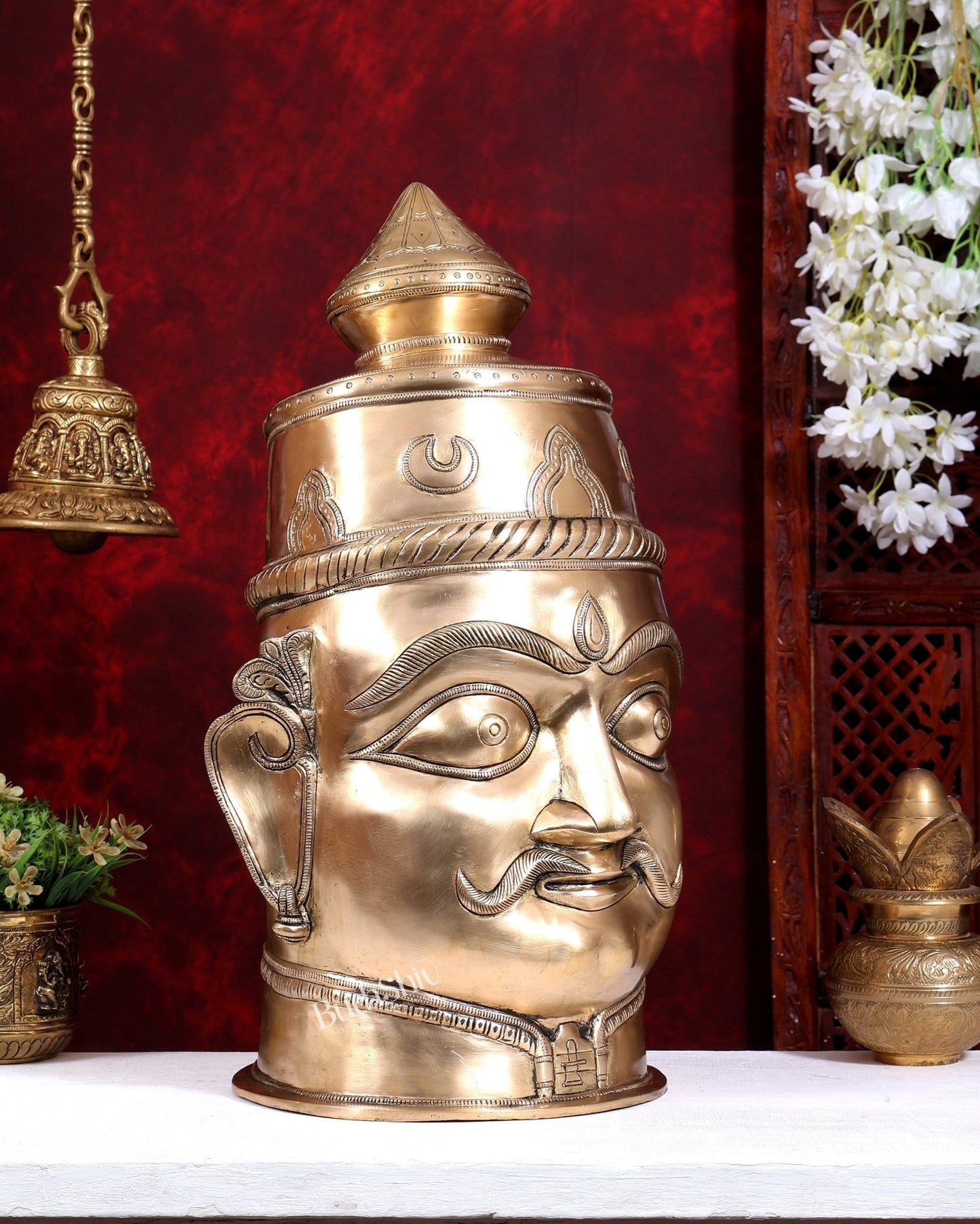 Brass Large Mahakaal Face Statue 20 inch - Budhshiv.com
